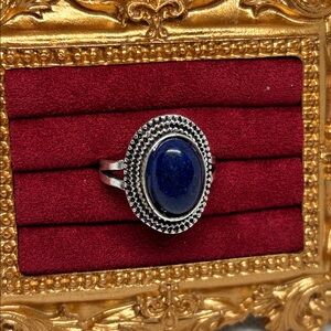 Lapis Lazuli in Vintage Style Band Ring
